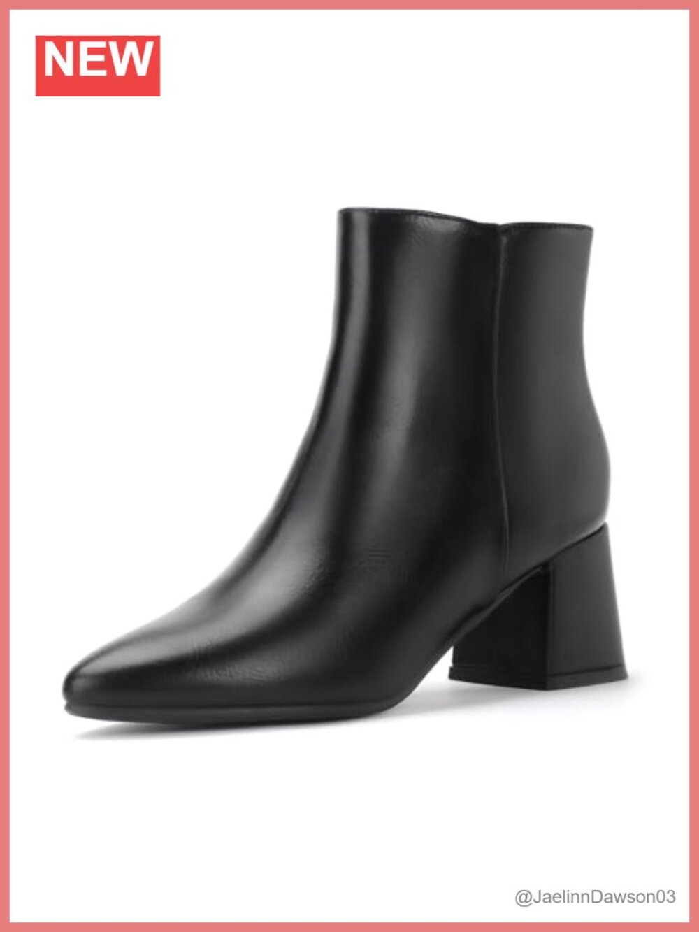 Pointed Toe Ankle Booties Low Block Heel Side Zip Faux Leather